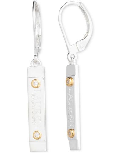 Ralph Lauren Lauren Sterling Silver & 18k Gold-plated Vermeil Pave Logo Drop Earrings - White