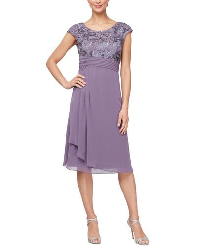 Alex Evenings Sequined-lace A-line Dress - Purple