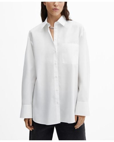 Mango Pocket Oversize Shirt - White
