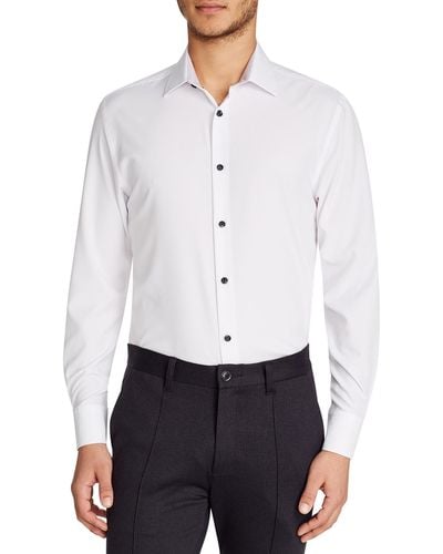 Con.struct Slim-fit Solid Performance Stretch Cooling Comfort Dress Shirt - White