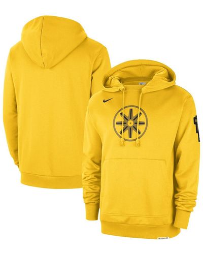 Nike Distressed En State Warriors 2023/24 City Edition Courtside Standard Issue Pullover Hoodie - Yellow