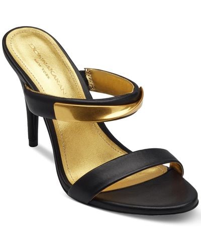 Donna Karan Sabina Double Band Slide Stiletto Heel Dress Sandals - Black