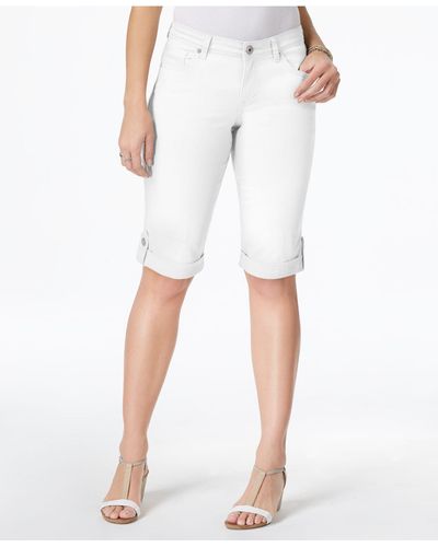 Style & Co. Cuffed Denim Skimmer Shorts, Created For Macy's - White