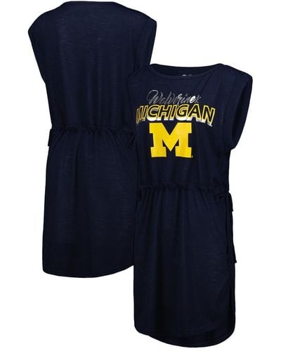 G-III 4Her by Carl Banks Michigan Wolverines Goat Swimsuit Cover-up Dress - Blue