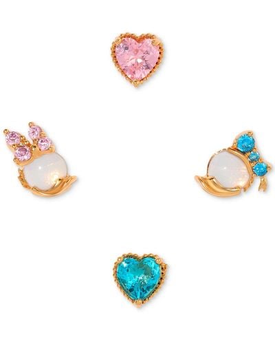Girls Crew 18k -plated 4-pc. Set Mixed Color Crystal Donald & Daisy Duck Single Stud Earrings - White