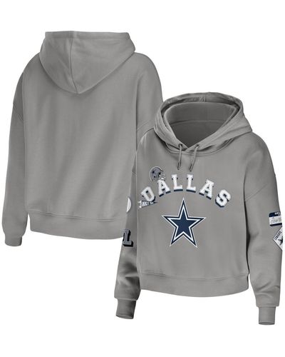 WEAR by Erin Andrews Dallas Cowboys Modest Cropped Pullover Hoodie - Gray