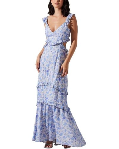 Astr Cassis Floral Print Maxi Dress - Blue