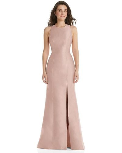 Alfred Sung Jewel Neck Bowed Open-back Trumpet Dress - Pink