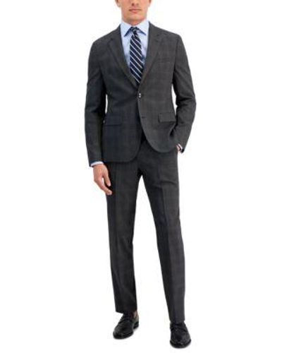 HUGO By Boss Modern Fit Wool Blend Plaid Suit - Black