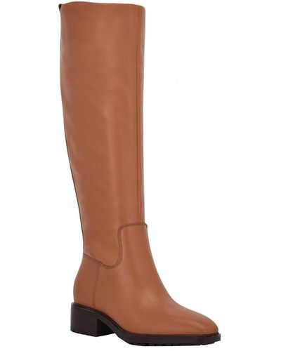 Calvin Klein Botina Almond Toe Casual Tall Riding Boots - Brown