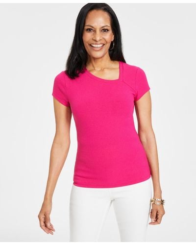 INC International Concepts Asymmetrical T-shirt - Pink