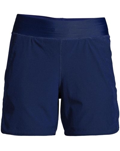 Lands' End Plus Size 5" Quick Dry Board Shorts Swim Cover-up Shorts - Blue