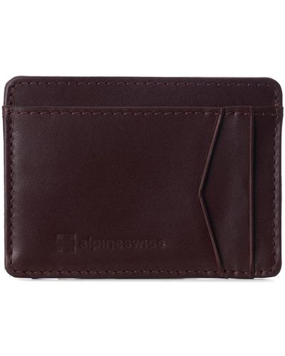 Alpine Swiss Rfid Safe Front Pocket Wallet Smooth Leather Slim Card Holder - Red