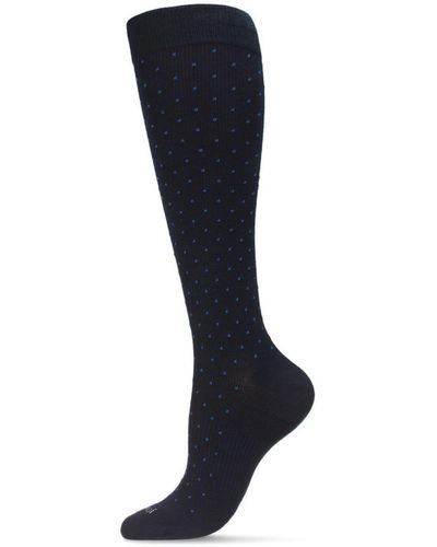 Memoi Swiss Dot Cotton Compression Socks - Blue