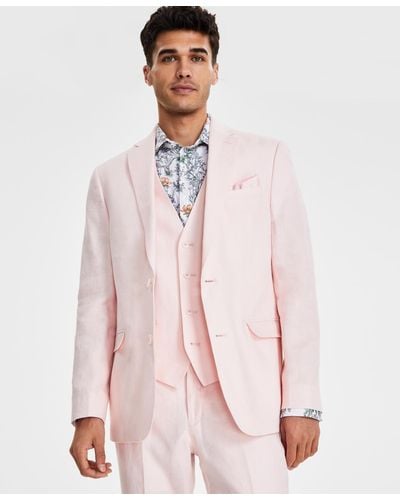 BarIII Slim-fit Stretch Linen Suit Separate Jacket - Pink