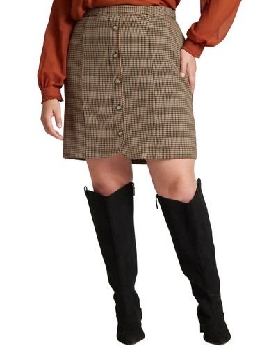 Eloquii Plus Size Button Up Mini Skirt - Brown
