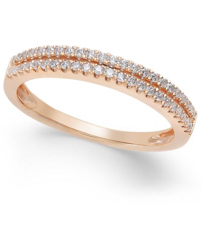 Macy's Diamond Double Row Band In (1/4 Ct. T.w.) In 14k White, Yellow Or Rose Gold