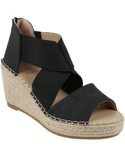 Gc Shoes Tia Strappy Espadrille Wedge Sandals - Black