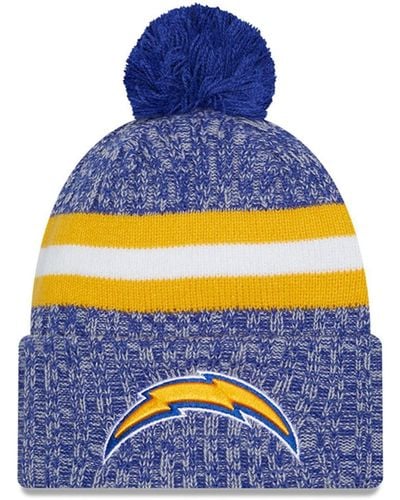 KTZ Los Angeles Chargers 2023 Sideline Cuffed Knit Hat With Pom - Blue