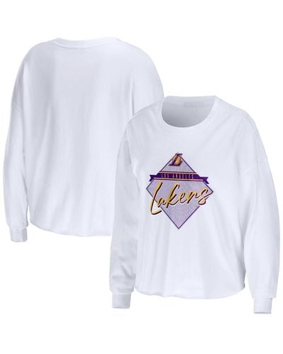 WEAR by Erin Andrews Los Angeles Lakers Cropped Long Sleeve T-shirt - White