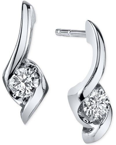 Sirena Diamond Twist Drop Earrings (1/5 Ct. T.w. - Metallic