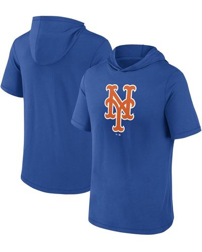 Fanatics New York Mets Short Sleeve Hoodie T-shirt - Blue