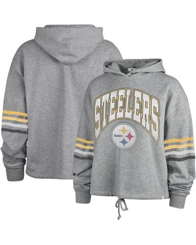 '47 Distressed Pittsburgh Steelers Upland Bennett Pullover Hoodie - Gray