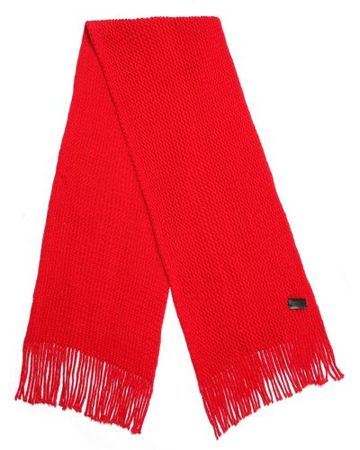Mio Marino Wide Knit Ribbed Scarf - Red