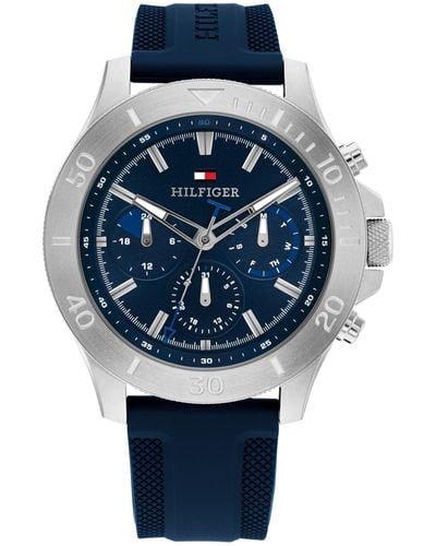 Tommy Hilfiger Navy Silicone Watch 46mm - Blue