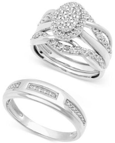 Macy's Diamond His Hers Wedding Set Collection In 14k - Gray