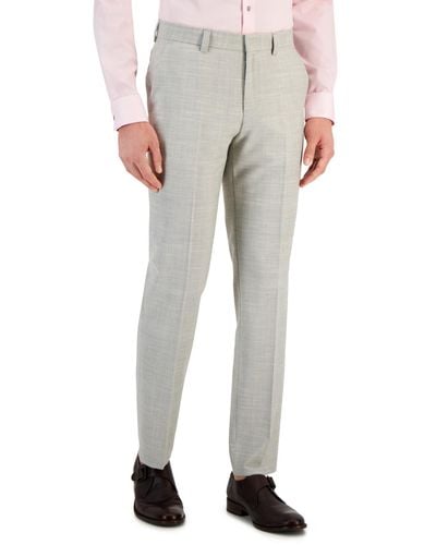 BOSS Hugo By Modern-fit Check-print Superflex Suit Pants - Gray
