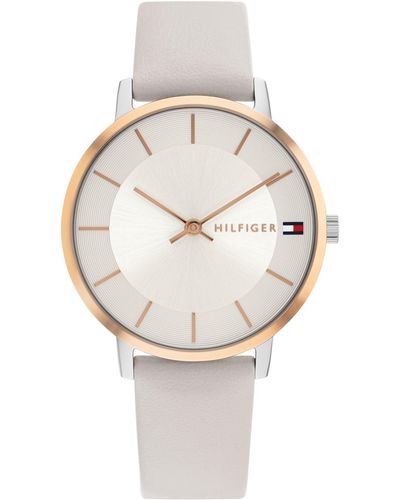Tommy Hilfiger Two Hand Leather Watch 34mm - Metallic
