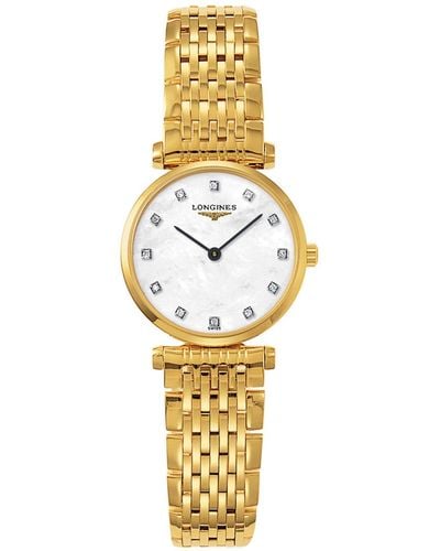 Longines Women's Swiss La Grande Classique Diamond Accent Gold-tone Stainless Steel Bracelet Watch L42092878 - Metallic