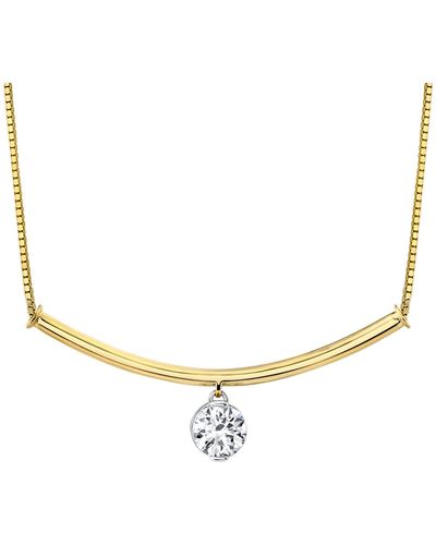 Sirena Diamond Dangle Curved Bar 18" Pendant Necklace (5/8 Ct. T.w. - Metallic