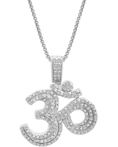 Macy's Diamond Om 22" Pendant Necklace (1/2 Ct. T.w. - Metallic