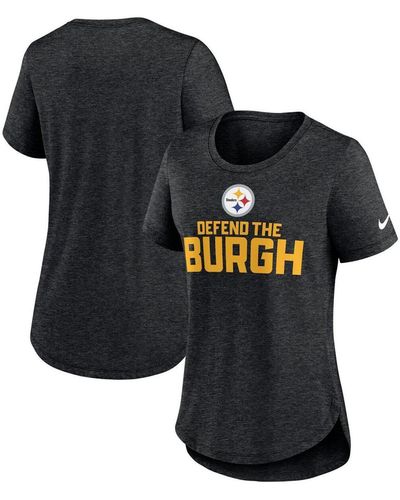 Pittsburgh Steelers Nike Women's Slant Logo Tri-Blend V-Neck T-Shirt - Gold