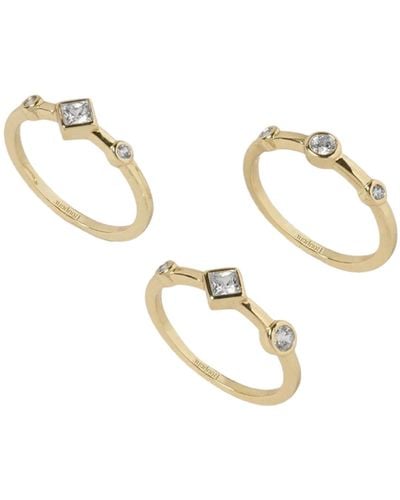 Bonheur Jewelry Bridgette Crystal Multi Bezel Stackable Rings Set 3 Pieces - Metallic
