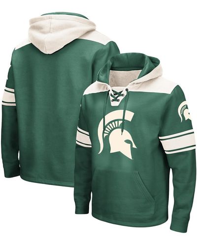 Colosseum Athletics Michigan State Spartans Big And Tall Hockey Lace-up Pullover Hoodie - Green