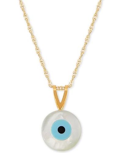 Macy's Mother-of-pearl & Enamel Evil Eye 18" Pendant Necklace - Black