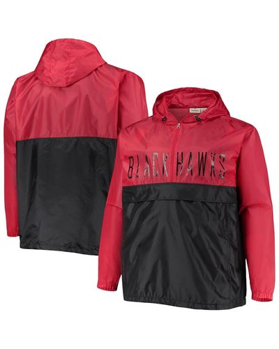 Profile Chicago Blackhawks Big And Tall Anorak Half-zip Pullover Hoodie - Red