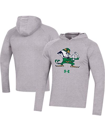 Under Armour Notre Dame Fighting Irish School Logo Raglan Long Sleeve Hoodie Performance T-shirt - Gray