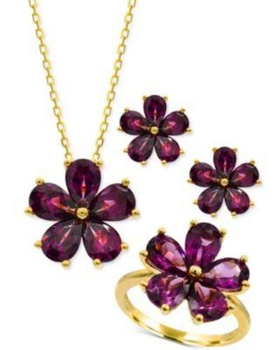 Macy's Flower Jewelry Collection In 14k Gold Plated Sterling Silver - Purple