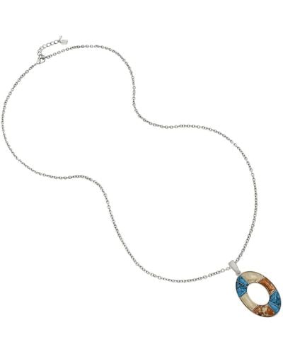 Robert Lee Morris Semi-precious Mixed Stone Oval Pendant Necklace - Natural