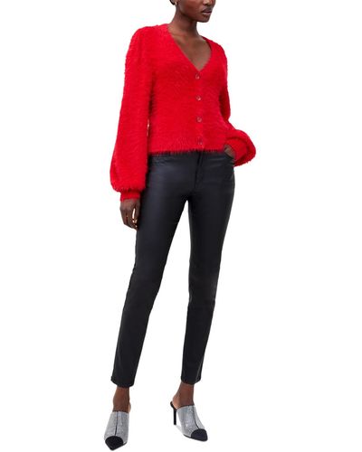 French Connection Meena Fluffy Long-sleeve Knit Cardigan - Red