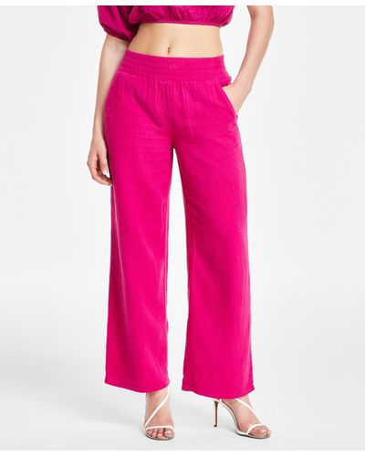 DKNY High-rise Gauze Straight-leg Pants - Pink