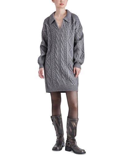 Steve Madden Debbie Cable-knit Sweater Dress - Gray