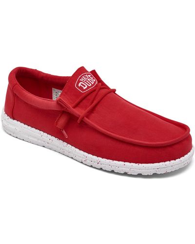 Hey Dude Wally Slub Canvas Casual Moccasin Sneakers From Finish Line - Red