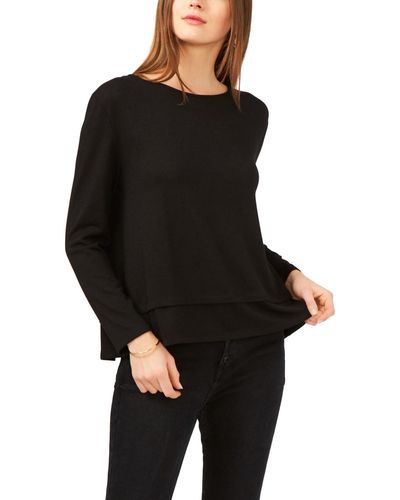 1.STATE Long Sleeve Tie Back Cozy Knit Top - Black
