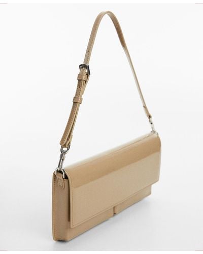Mango Patent Leather Effect Double Compartment Bag - White