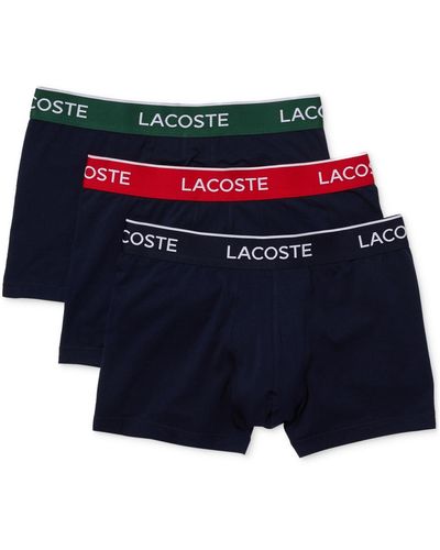 Lacoste Casual Classic Colorful Waistband Trunk Set, 3 Piece - Blue